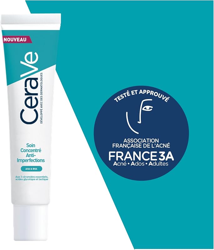 - Soin Concentré Anti-Imperfections Visage, Réduit Boutons Liés à l'Acné, Acide Salicylique, AHA, BHA, Céramides Acide Hyaluronique, Hydratation, Peau à Imperfection et à Tendance Acnéique