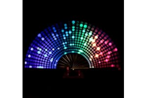 Amajiji Rave Folding Hand Fan Popping Fans for Line Dancing, Large Clacking Fans Clap Fan for Boots On The Ground Dance,Party,Decoration,Festival (Dj Light)