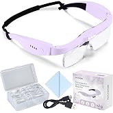 YOCTOSUN Magnifying Glasses with Light, 0.75X-4.0X Headband Magnifier | Detachable 5 Lenses, Rechargeable 3 LED Lights, Hands Free Magnifier Headset for Close Work Jewelry Crafts Hobby
