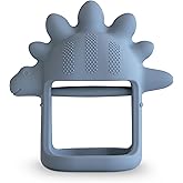 mushie Silicone Baby No-Drop Dino Teether Toy