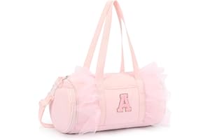 mibasies Dance Bag for Girls 4-6: Kids Duffle Bag - Ballet Bags - Personalized Letter Girls Gifts Pink A