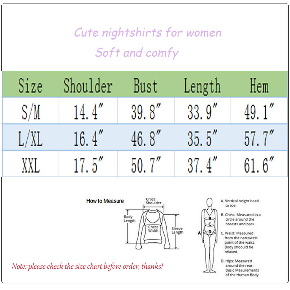 ENJOYNIGHT Womens Cotton Nightgown Short Sleeves Sleepwear Casual Print Sleepshirts (Black, Large/X-Large)