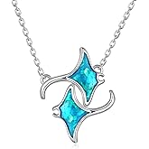 Cujiesp Manta Ray Necklace 925 Sterling Silver Stingray Ocean Necklace Sea Animal Pendant Jewelry Gift for Women