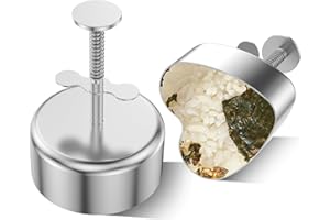 XYTZHSAI 2-Piece Onigiri Mold Stainless Steel, Musubi Press Mold, Rice Ball Mold Sushi Maker, Heart and Round Shape Rice Ball