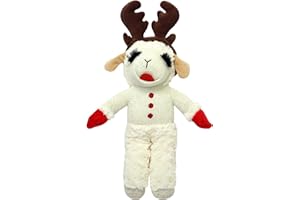 Multipet Holiday Lamb Chop with Reindeer Antlers Plush Dog Toy (13" Standing Lamb)