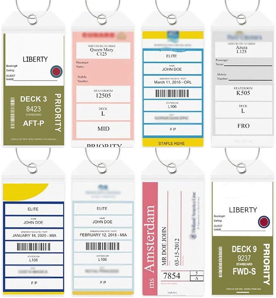  | Cruise Luggage Tags Etag Holders Zip Seal & Steel Loops Thick PVC (8 Pack - Clear) | Luggage Tags