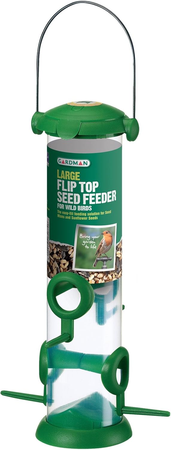 Gardman Flip Top Seed Feeder Bird, Green, 10 x 10 x 15 cm Amazon.co.uk