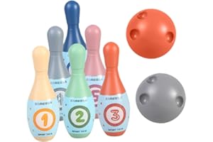 kowaku Kids Bowling Set with 6 Pins 2X Balls Sports Toys Indoor Play Toys Outdoor Sports Game for Gathering Lawn