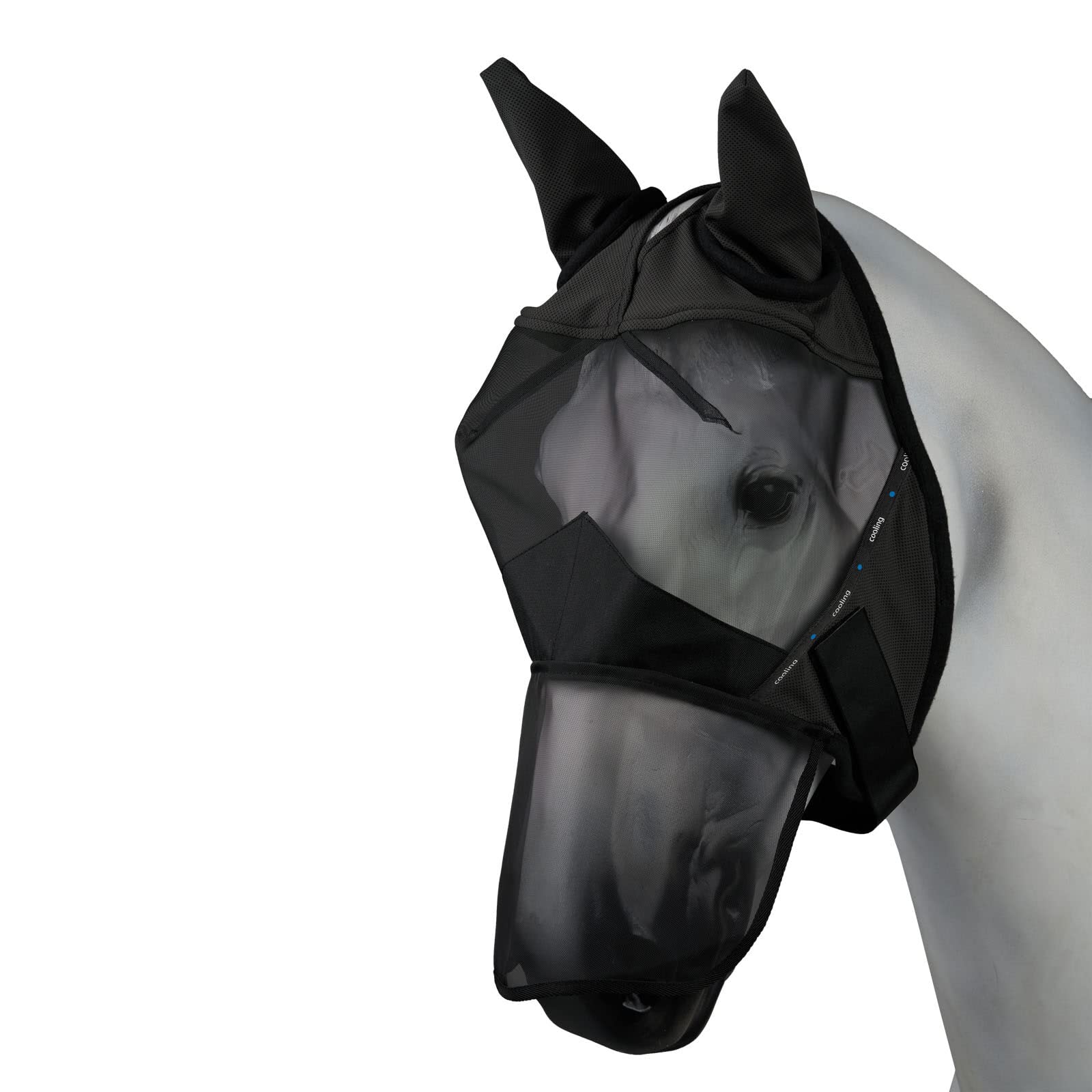 Horze Horse fly mask, fly protection with UV protection, fly mask with ear protection, grey, XS
