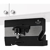ELITRA HOME 3-In-1 Under The Cabinet Electric Can Opener - Black | Automatic Smooth Edge Can &amp; Bottle Opener, Magnetic Lid Holder &amp; Knife Sharpener, Space Saving Kitchen Tool with Cord Storage