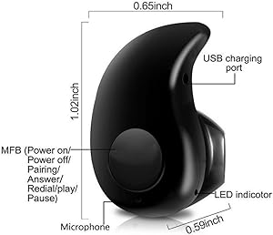 Mini Wireless Bluetooth 4.0 Stereo in-Ear Headset Earphone for iPhone Samsung LG Sony HTC and Other Smartphones Tablets (Black)