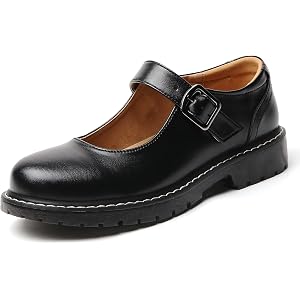 Mary Jane Shoes Black Platform Mary Janes Oxford for Women School Flat | Ladies maryjane Shoes comfort round toe non-slip dre