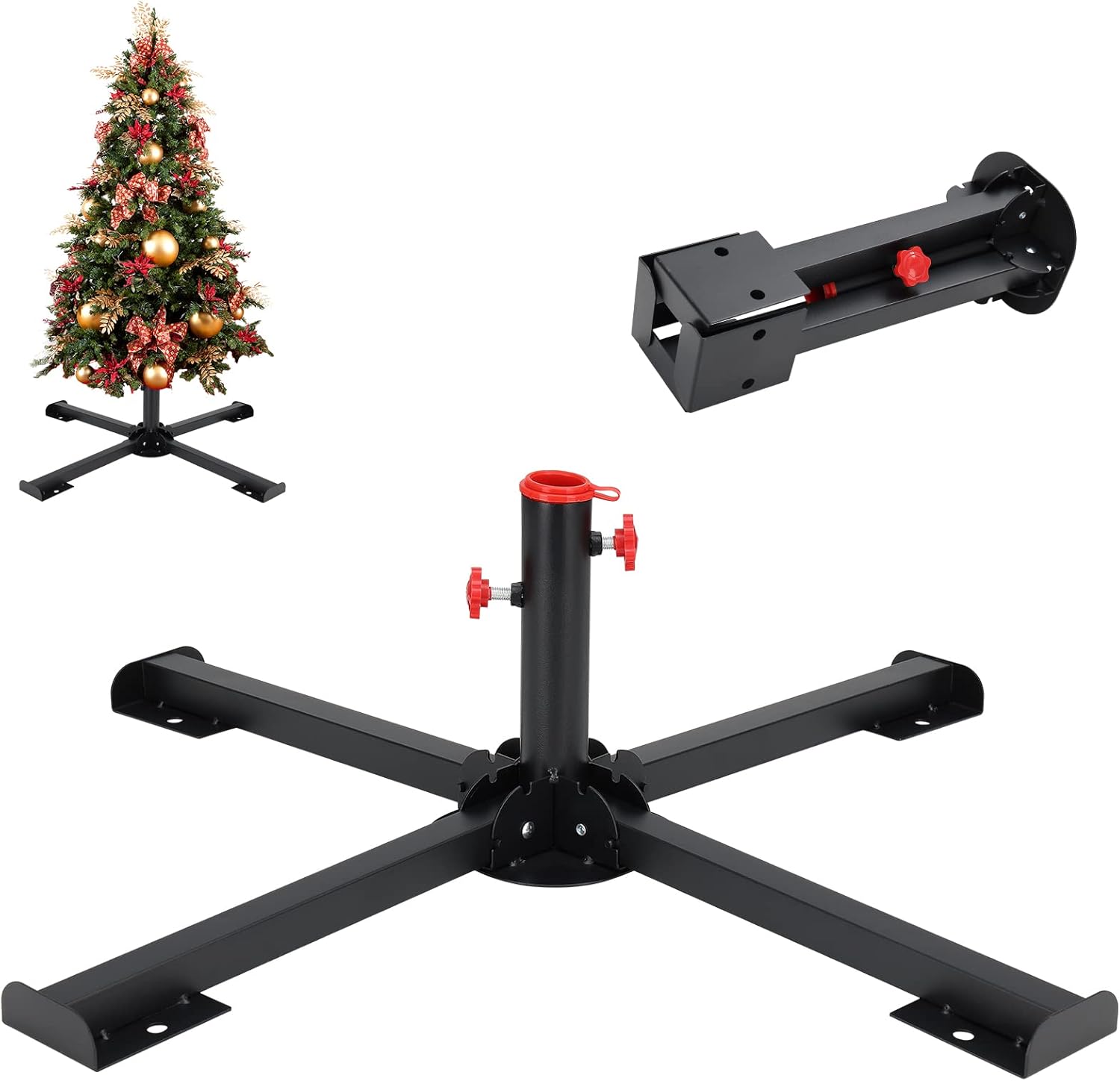 Tree Stands - Foldable Christmas Tree Stand - Heavy Duty Xmas Tree Stand Base for 6-8 FT Artificial Trees - Stainless Steel Metal Christmas Tree Holder for Home Party Decoration - Black