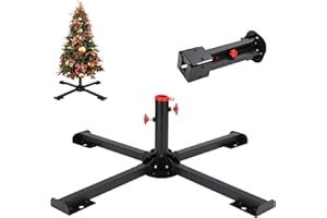 BARCETINE Heavy Duty Christmas Tree Stand for Artificial Tree - Foldable Metal Christmas Tree Base for 6-8 ft Trees,Anti-Tilt Xmas Tree Stand Holder for Kids Pet Safe,Fit 1-1.4inch Pole,Black