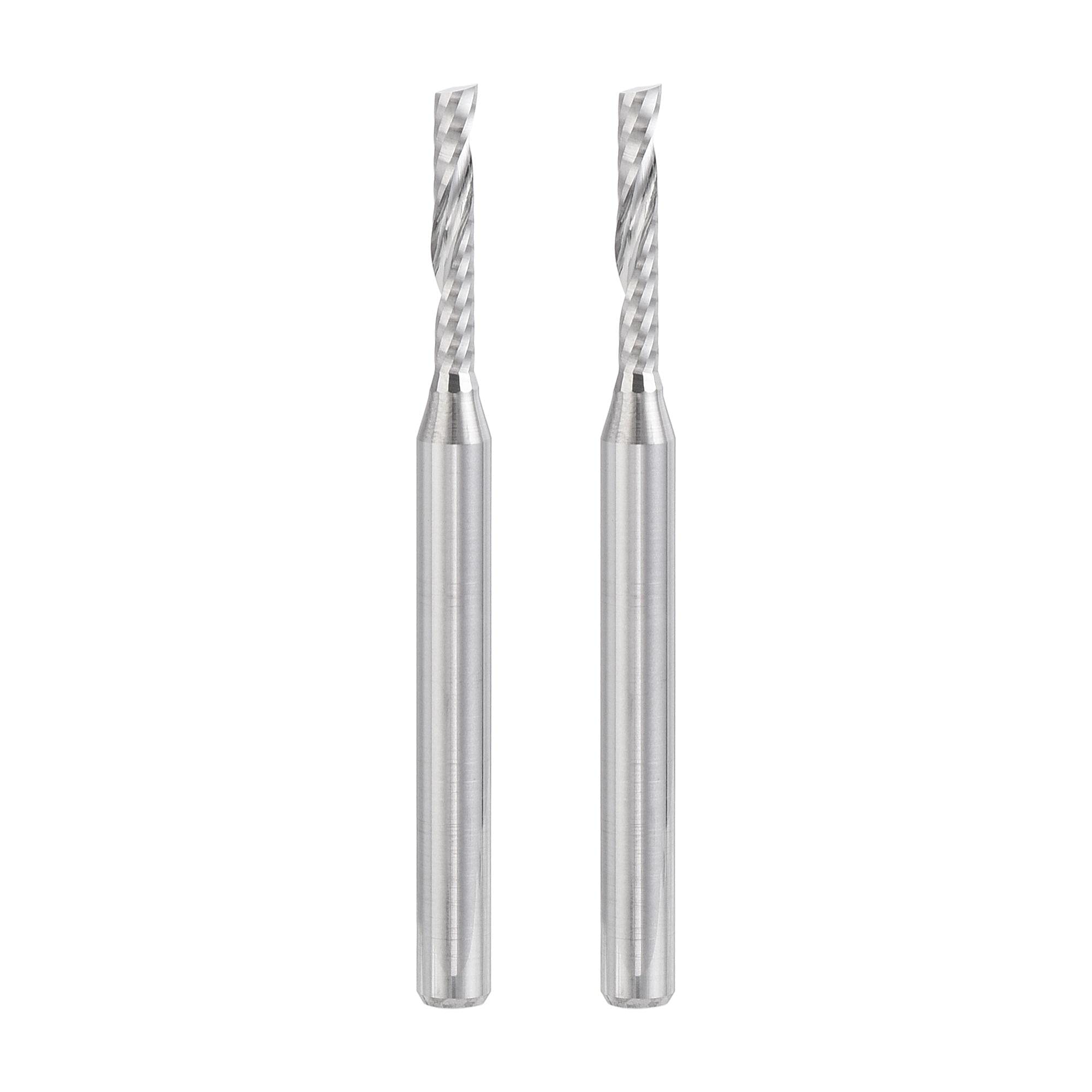 sourcing map CNC Spiral Router Bits 1/8" 3.175mm Shank, 2mm x 17mm Upcut Solid Carbide End Mill Single Flute Milling Cutter, for Acrylic PVC MDF Wood Hardwood, 2pcs