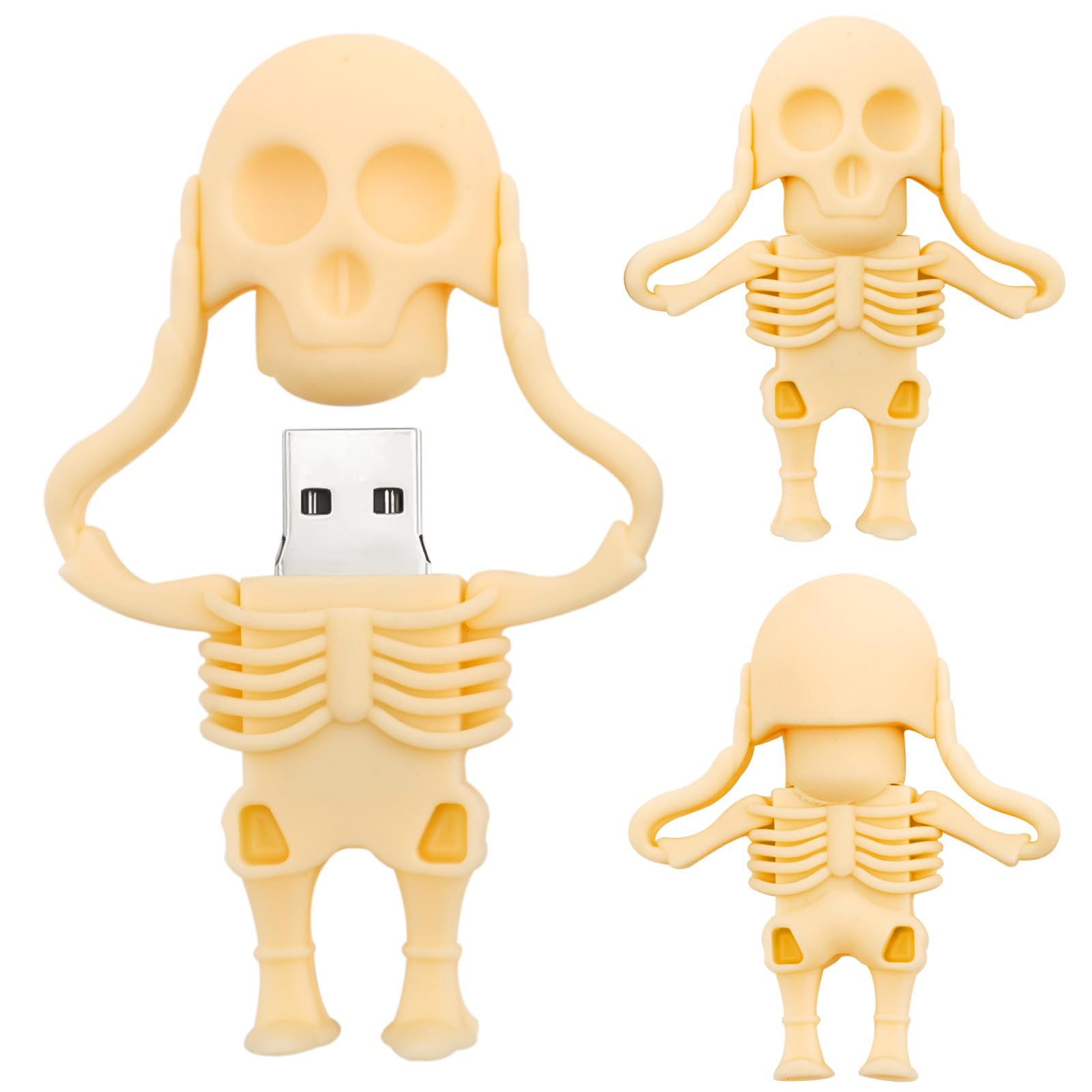 32 GB USB Flash Drive Cartoon Skeleton-Shaped Memory Stick Novelty Pen Drive Cool USB Drive Amazing Gifts, Yellow
