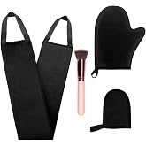 4 Pcs Self Tanner Mitt Applicator Kit - Self Tanning Mitt Glove,Self Tanner Back Applicator,Mini Face Tanner Mitt,Face Tanner Brush Soft Streak-Free Reusable &amp; Washable for Women Girl Men (Black)