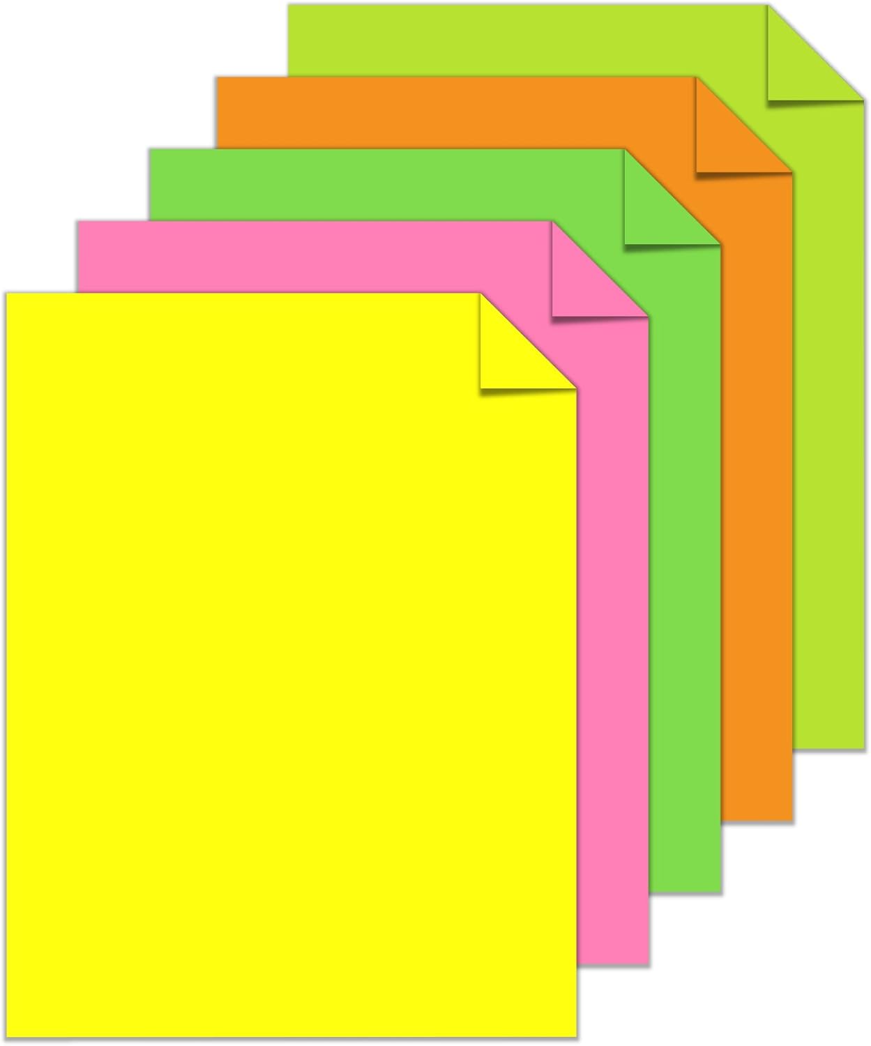 Neenah Astrobrights Colored Paper, 8.5" x 11", 24 lb/89 gsm, "Neon" 5-Color Assortment, 500 Sheets (20270) : Printer And Copier Paper : Office Products