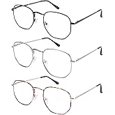 DOOViC 3 Pack Fashion Metal Frame Reading Glasses Blue Light Blocking Anti Eyestrain Spring Hinge Computer Readers for Women Men 2.75 Strength