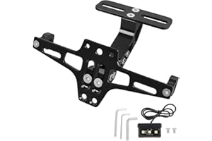 HAONEL Motorcycle License Plate Bracket Holder CNC Aluminum Black Universal Fender Eliminator Kit with Plate Light