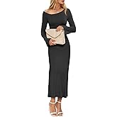 Wenrine Womens Fall Off The Shoulder Bodycon Sweater Dress 2025 Formal Long Sleeve Elegant Cocktail Party Maxi Dresses