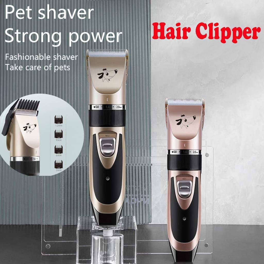 Dog Hair Clippers, Cordless Electric Dog Trimmer, Professional Low Noise USB Rechargeable Pet Hair Clippers For small or big Dogs, High-end Dog Grooming Kit - Prevent Pets from Being Scary (Gold)