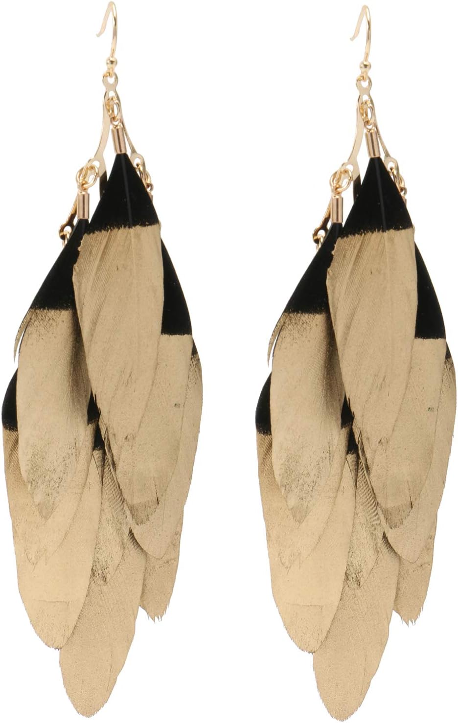 Badu Women Feather Earrings Long Tassel Bohemian Jewelry White Gold Wedding Accessoriesโฆ