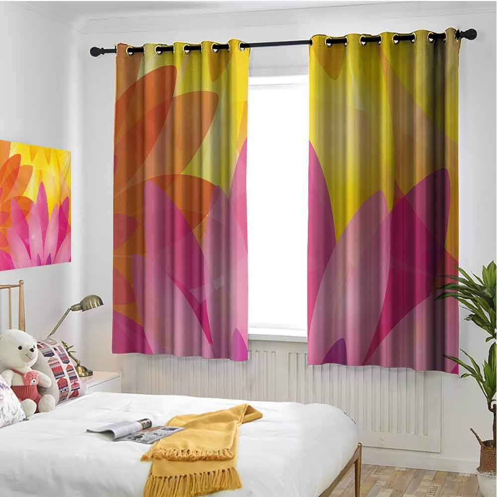 hengshu Orange and Pink Room Darkening Curtains for Bedroom
