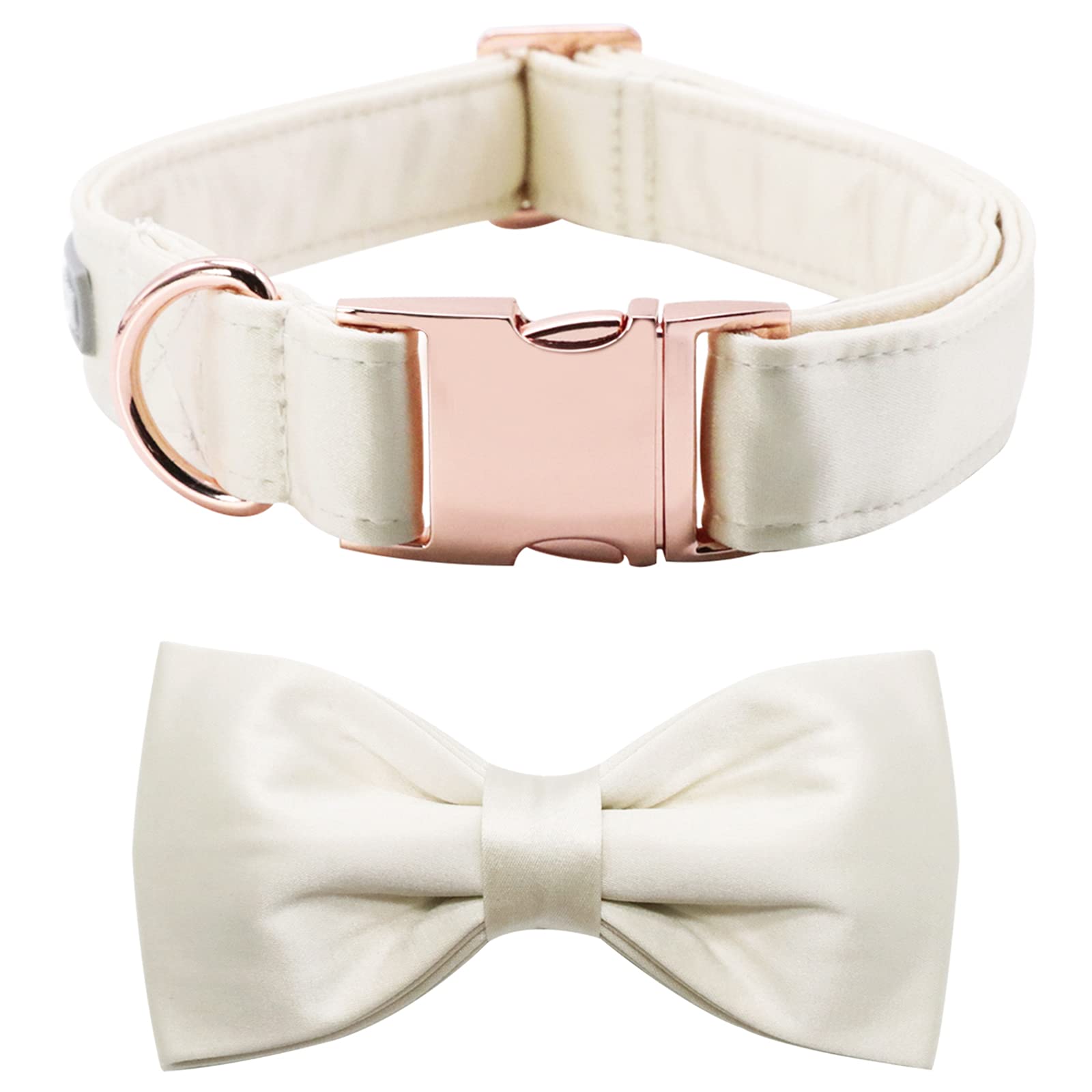 Lionet Paws Dog Collar Bowtie - Comfortable Silk Dog Collar with Detachable Bow Tie for Puppy and Cat Wedding, Neck 20-30cm