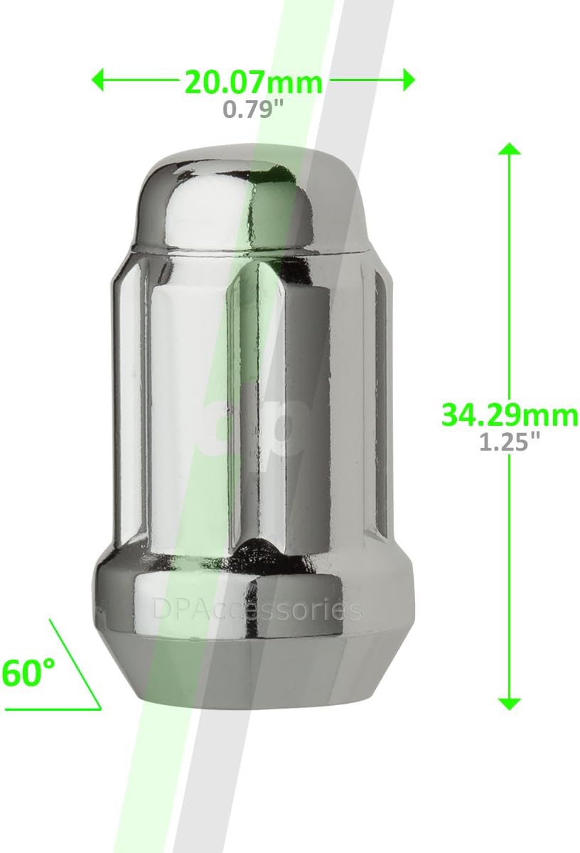DPAccessories LCS3A6HC2CH04020 20 Chrome 12x1.5 Closed End Spline Tuner Lug Nuts for Aftermarket Wheels Wheel Lug Nut: Automotive