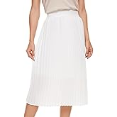 TEERFU Womens Pleated Midi Skirt,High Waist Swing Boho Pleated Skirt Casual Chiffon Elastic A-line Long Skirts
