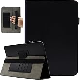Universal 10 10.1 11 Inch Android Tablet Case Cover for 9.6-11 Inch Tablet | PU Leather Folio Folding Stand Case, with Hand Strap and Card Slots, Multi-Angle Viewing, Pen Loop, Black