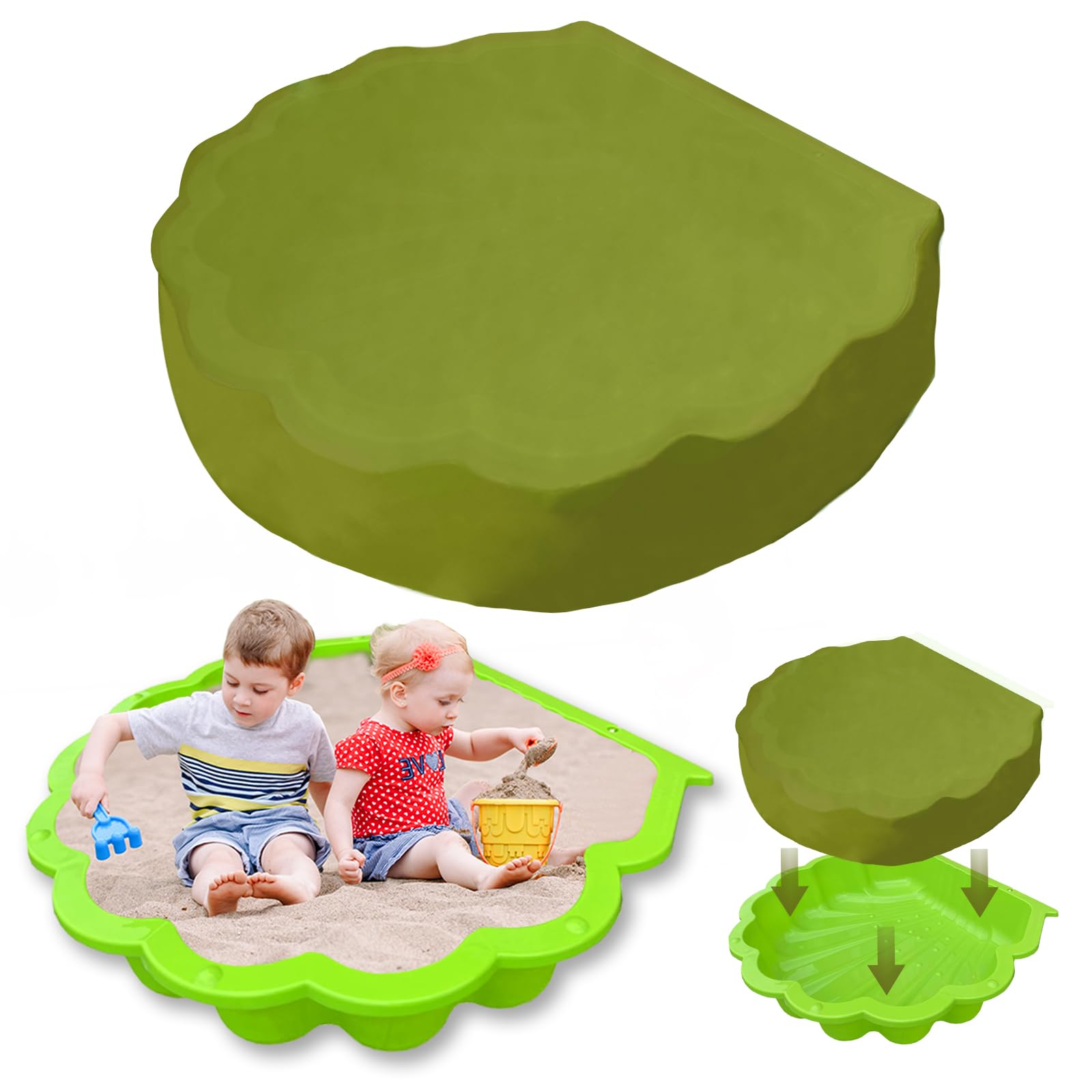 Sand Pit Shell Cover Green Sandpit Covers Waterproof Protection Cover Sandbox for Sandpit Pool Sand Box Garden Furniture 39.4 x 6 Inch Tarpaulin 210D Oxford Fabric