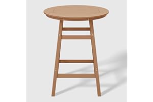WestinTrends Malibu Outdoor 35" HDPE Round Patio Bar Height Table, Teak