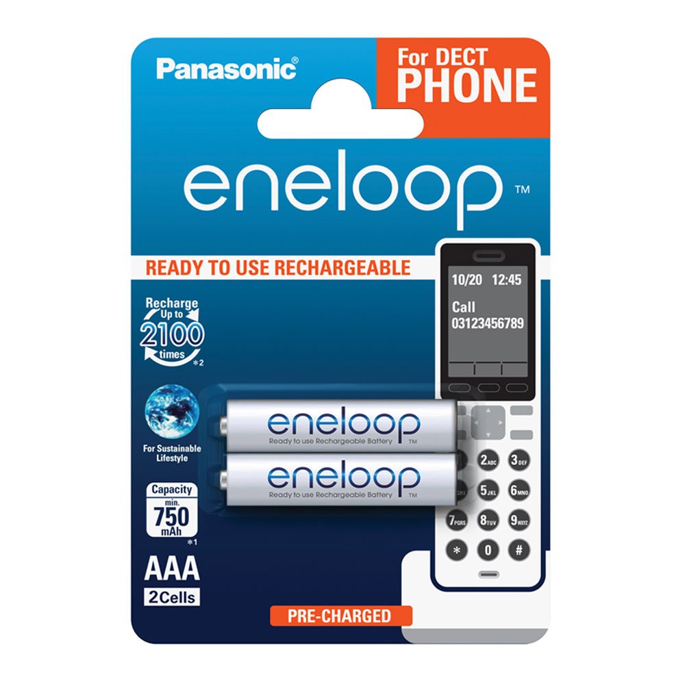 Panasonic Eneloop AAA Micro 750mAh Eneloop NiMH Ready to Use Rechargeable Battery BK-4MCCE/2DE (2 Classic Batteries)