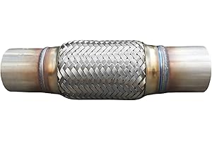 SUISFLXGRO Exhaust Flex Pipe 2.25"X6"/10" Universal Type 100% Stainless Steel For Heavy Duty and Cars