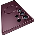 MAKAVO Matte for Samsung Galaxy S23 Ultra Case, Compatible with MagSafe, Slim Thin Magnetic Cover with Built-in Camera Lens Protector Shockproof Phone Shell, Burgundy