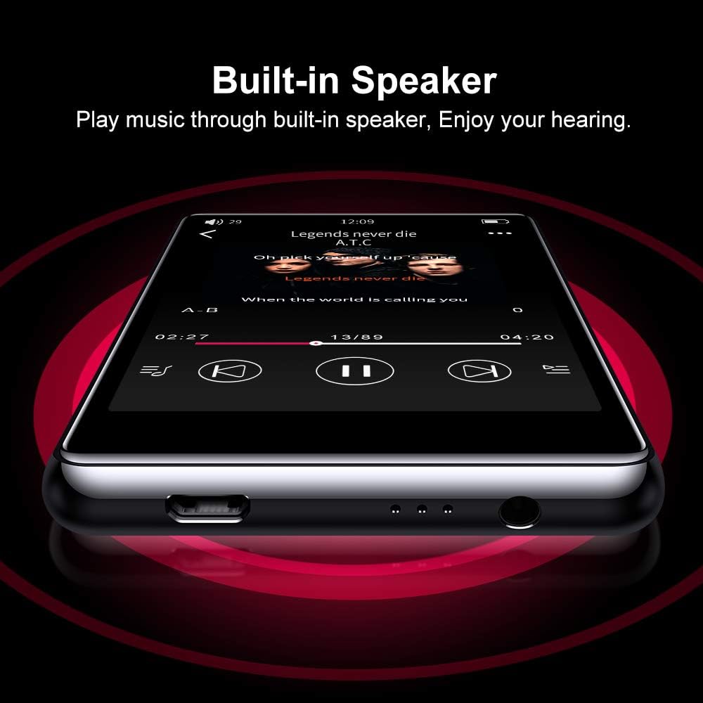 Mp3 Player with Bluetooth 5.0,Tengsen 4.0" Full Touchscreen HD Video Mp4 Mp3 Music Player with Speaker, 16GB Portable HiFi Sound with FM Radio, Voice Recorder, E-Book, Sport Pedometer,Support TF Card: Home Audio & Theater