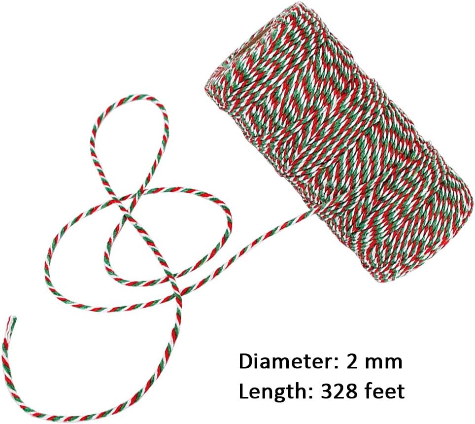 Benvo Christmas Twine 2-Pack Red White Green Cotton Twine and Red White Cotton String Rope Ribbon Cord for Holiday Gift Wrapping, Baking, Butchers, DIY Crafts, 656 Feet : Office Products