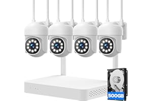 MOSBOK Home Security Camera System, 4Pcs PTZ Wireless Cameras with Auto Human/Pet/Vehicle Detection, 10CH 4K NVR with 24-7 Recording, 2-Way Audio, Smart Color Night Vision, Outdoor Surveillance Kit