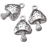 Weyuley 30pcs Antique Silver Mushroom Charms Craft Supplies Pendants Beads Charms Pendants for Crafting Jewelry Findings Making Accessory for DIY Necklace Bracelet 17mmx26mm(A565)