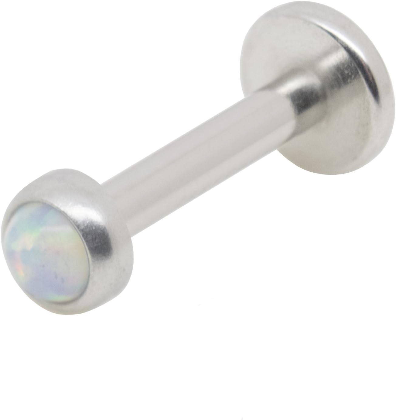 Internally Threaded Fire Snow Synthetic Opal Labret Helix Cartilage Tragus Lip Bar 1.2mm x 8mm