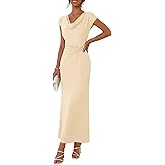 MEROKEETY Women's 2026 Summer Elegant Bodycon Maxi Dress Cowl Neck Cocktail Wedding Guest Formal Long Dresses