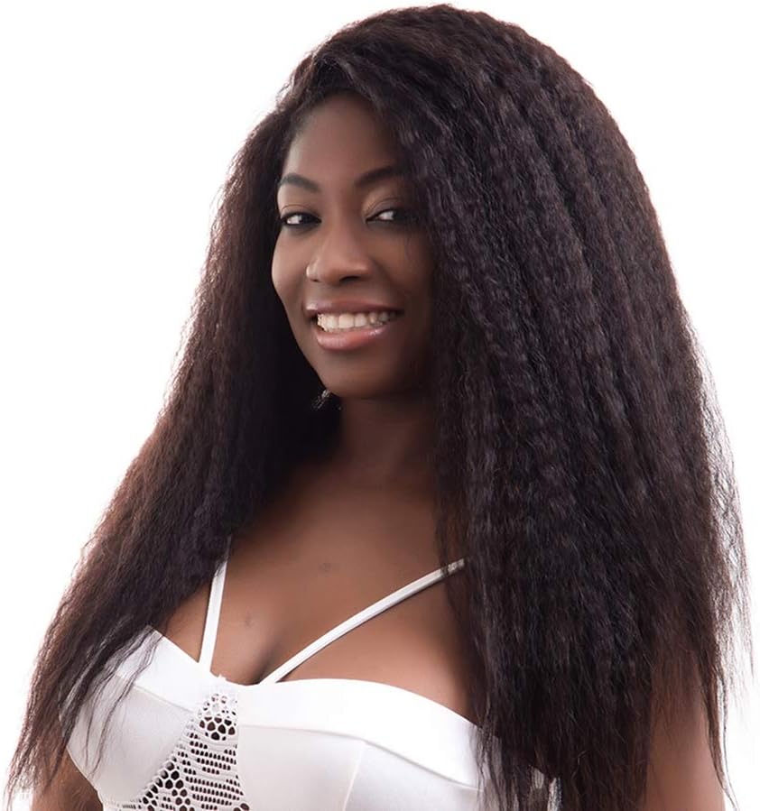 360 Lace Frontal Wig Human Hair Kinky Straight Front Lace 150% Density Wig Brazilian Human Hair Wigs Natural Color (20 Inches)