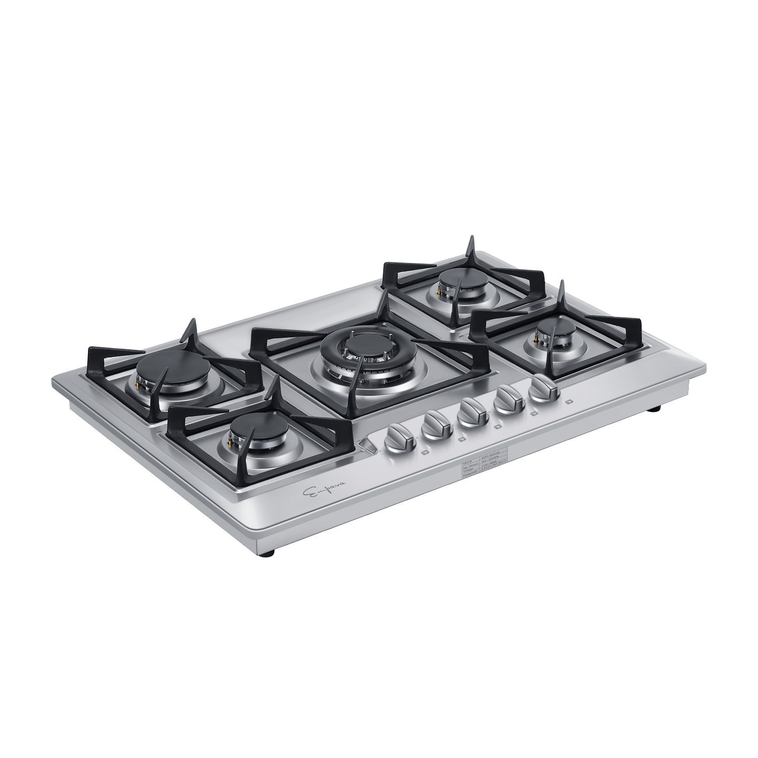 Empava 24 in. Gas Stove Cooktop with 4 Sealed Burners-Heavy Duty Continuous Grates-NG/LPG Convertible-Black Tempered Glass Surface, 24 Inch