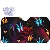 Beautiful Burning Butterfly Flowers Windshield Sunshade for Car SUV Truck Foldable Uv Ray Reflector Front Window Sun Shade Visor Shield Cover
