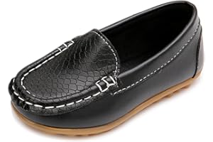 LONSOEN Toddler Little Kid Boys Girls Soft Slip On Loafers Dress Flat Shoes