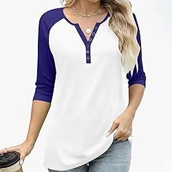 Henley Shirts for Women Y2K Contrast Color Block