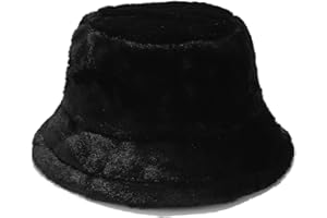 Umeepar Winter Faux Fur Fuzzy Bucket Hat Fluffy Warm Hat for Women Men