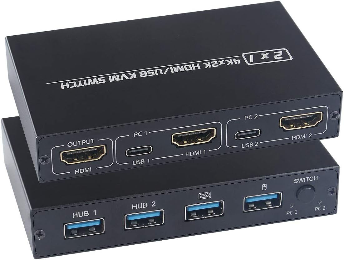 thumbnail image 2 of KCEVE 2 Port HDMI KVM Switch - 8K@60Hz 4K@120Hz Dual Computer Switch With USB 3.0 2 of 9